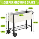 WORKPRO 37in Outdoor Galvanized Raised Garden Bed with Legs and Wheels, White