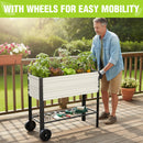 WORKPRO 37in Outdoor Galvanized Raised Garden Bed with Legs and Wheels, White