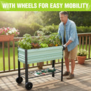 WORKPRO 37in Outdoor Galvanized Raised Garden Bed with Legs and Wheels, Black
