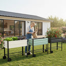 WORKPRO 37in Outdoor Galvanized Raised Garden Bed with Legs and Wheels, Green