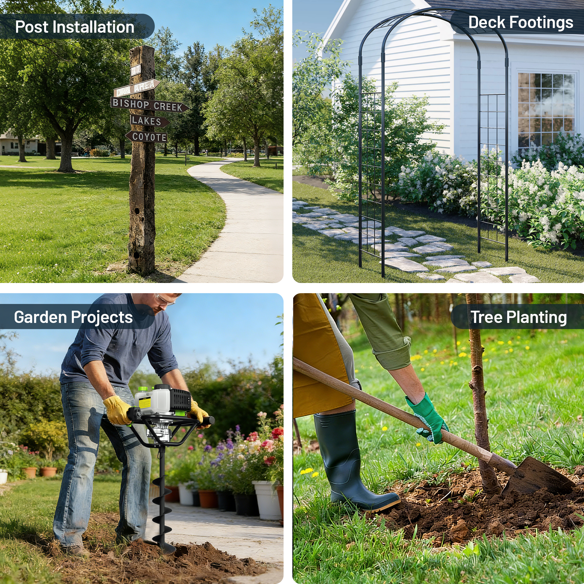 Portable gas auger for post installation and tree planting in soil