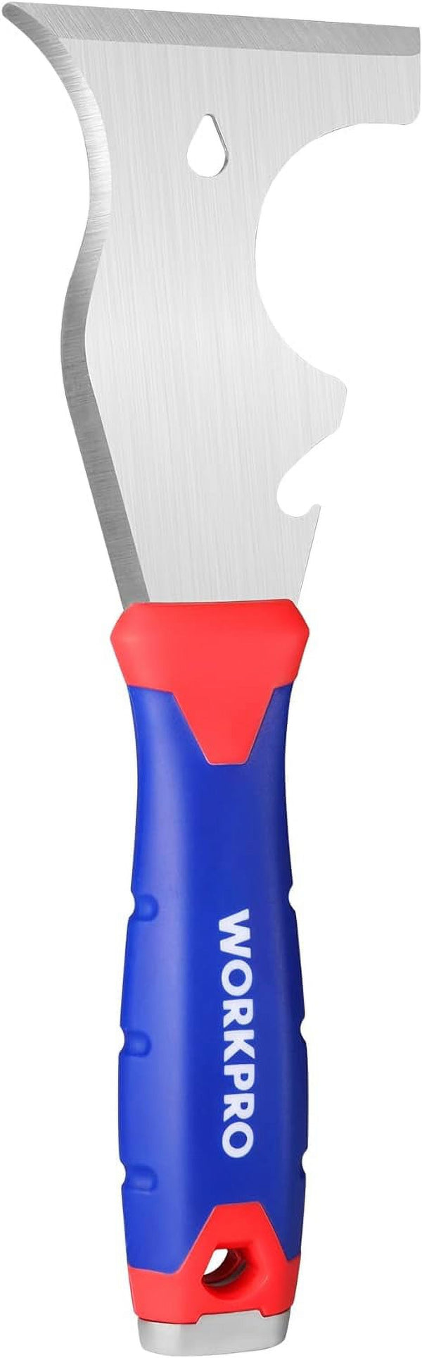 WORKPRO Paint Scraper, 8 in 1 Paint Remover, Metal Putty Knife with Hammer End and Can Opener, Stainless Steel Scraper Tool for Removing Caulk, Painting, Wood and Wallpaper (W)