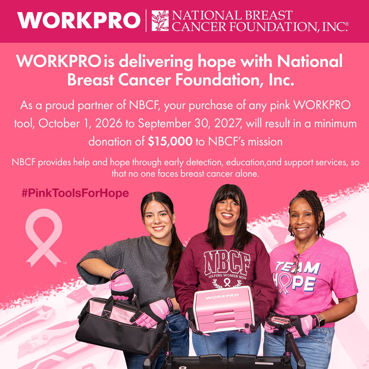WORKPRO 8V Cordless Drill Driver Set with 53pcs Bit Set, 2.0Ah Electric Drill Kit with 3/8" Keyless Chuck - Pink Ribbon