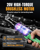 WORKPROX 20V Cordless Ratchet Wrench Kit, 1/2" & 3/8" Sockets, 74Ft-lbs, 250RPM, 2 Batteries