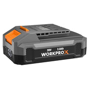 WORKPROX 20V 2.0Ah Li-ion battery pack, gray with orange latch and vented connector panel