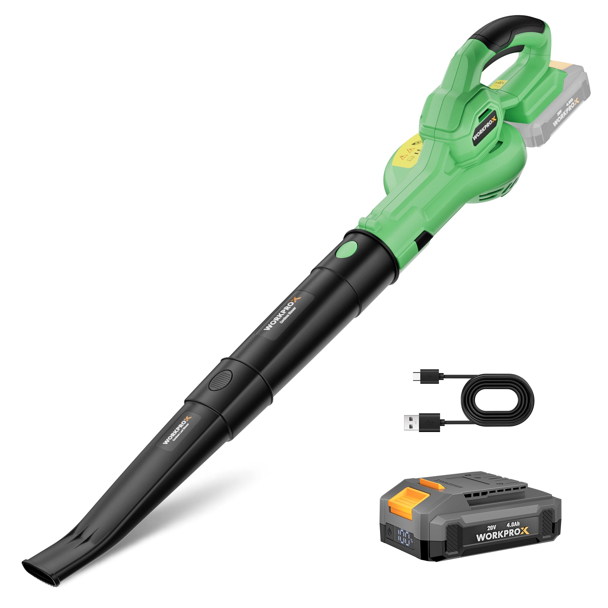 WORKPROX 20V Cordless Electric Leaf Blower with Type-C Charging, 138MPH 170CFM High Speed