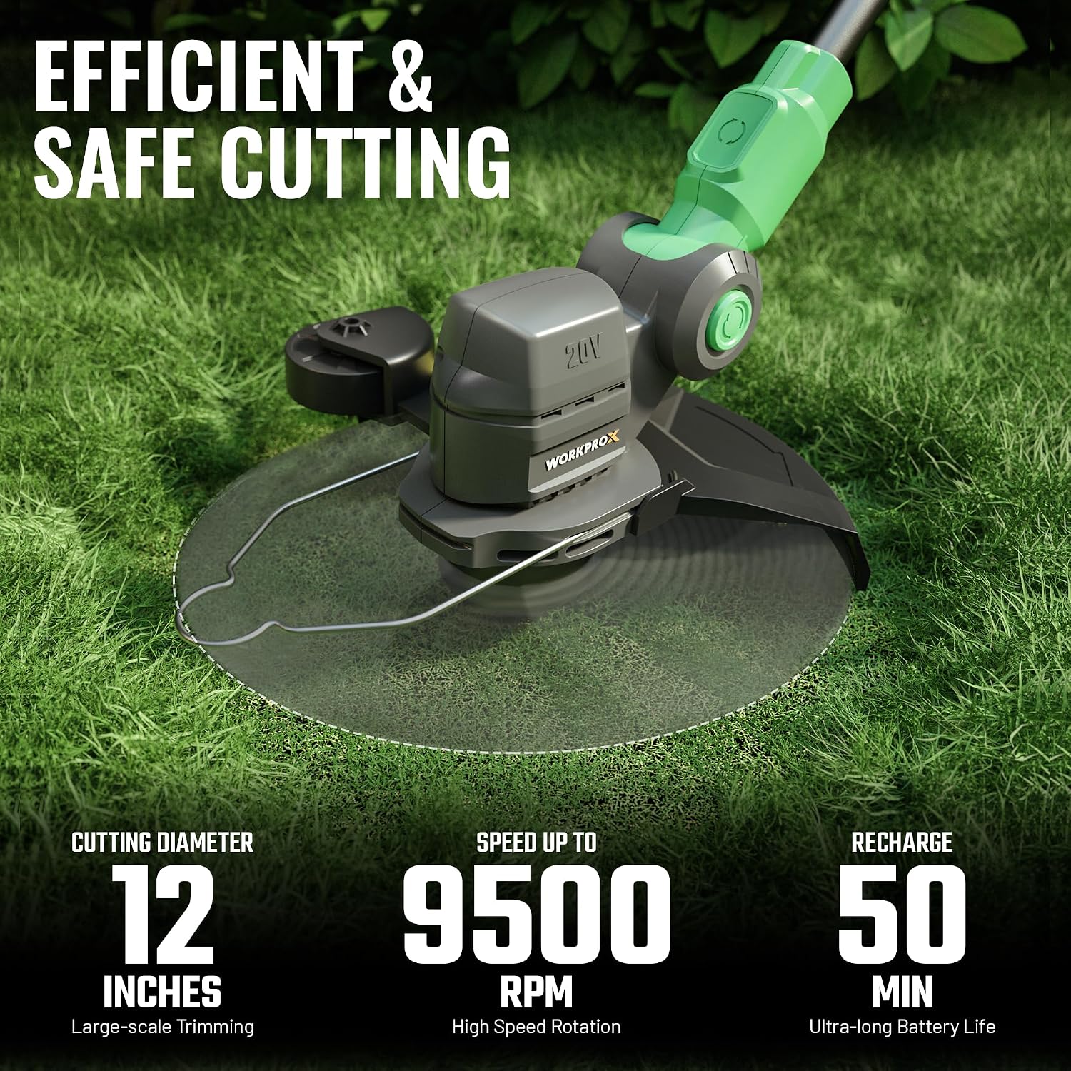 WORKPROX 2-in-1 lawn edger and weed trimmer with circular cutting guard on lawn