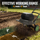 WORKPROX 40V Cordless Garden Tiller, 12-Inch Cultivator with 16 Steel Tines, 2 x 4.0Ah Batteries Included