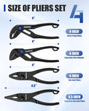 WORKPRO 4-Piece Mini Pliers Set with Pouch, Includes 4-Inch Plier Wrench & Slip Joint & Water Pump Pliers & 4.5-Inch Long Nose Slip Joint Plier, Adjustable Pliers/Pocket Plier/EDC Tool Gift for Man