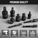 WORKPRO 10-Piece Impact Socket Adapter Set with Case, CR-MO Steel | 4-PC Adapter/Reducer + 3-PC Universal Joint Socket + 3-PC 1/4" Hex Shank Extension, 1/4",3/8",1/2" Drive, Impact Grade