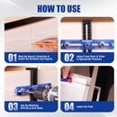 WORKPRO Cabinet Hardware Jig, Aluminum Alloy Cabinet Handle Jig with 4mm Drill Guide, Adjustable Cabinet Handle Template for Handles/Pull/Knobs on Drawers & Cabinets