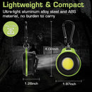 WORKPRO Mini Keychain Work Light, COB Keychain Flashlight with Hat Clip, Rechargeable Magnetic EDC Carabiner Flashlight, 3 Light Modes Emergency Light for Camping, Biking and Car Repairing, Green