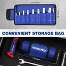 WORKPRO 9-Piece Shower Valve Socket Wrench Set with Bar Handle, for Bathroom Removal of Tub and Shower Valves, Home Plumbing Repairs, Double-Ended, Storage Bag Included