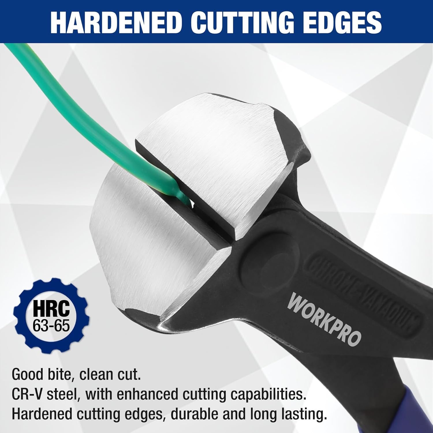 WORKPRO nail puller pliers with black head and hardened cutting edges, chrome finish