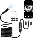 WORKPRO 16.4FT Industrial Endoscope Camera, 1920P HD Semi Rigid Snake Borescope with 8 Adjustable LED Lights, Inspection Camera for iOS and Android