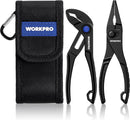 WORKPRO 2-Piece Mini Pliers Set with Pouch, 4-Inch Water Pump Plier & 4.5-Inch Long Nose Slip Joint Plier, Heavy-Duty Alloy Steel Mini Adjustable Plier, EDC Pliers for Tight Spaces & Versatile Use