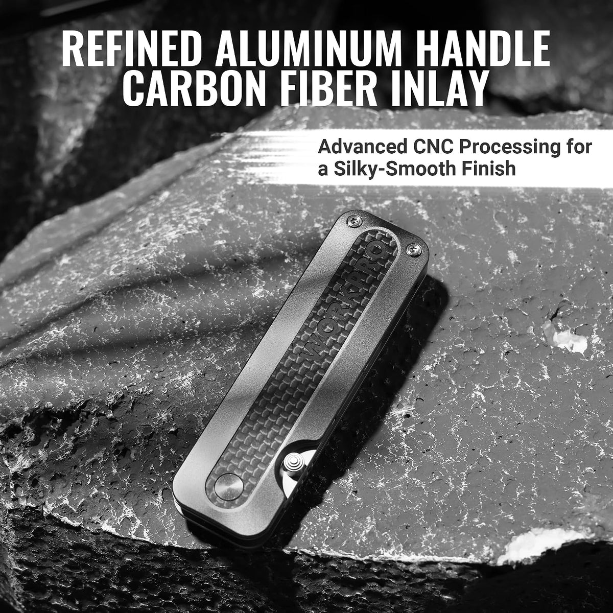 WORKPRO Utility Knife, CNC Unibody, Aluminium Handle Carbon Fiber Inlay