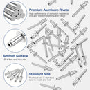 WORKPRO 200Pcs Aluminum Blind Rivets, 1/4" x 1/2" Pop Rivets Assortment, Aluminum Grip and Steel Mandrel, for Metal, Marine Boat, Automotive, Railway, and Duct Work- Pack of 200, Silver