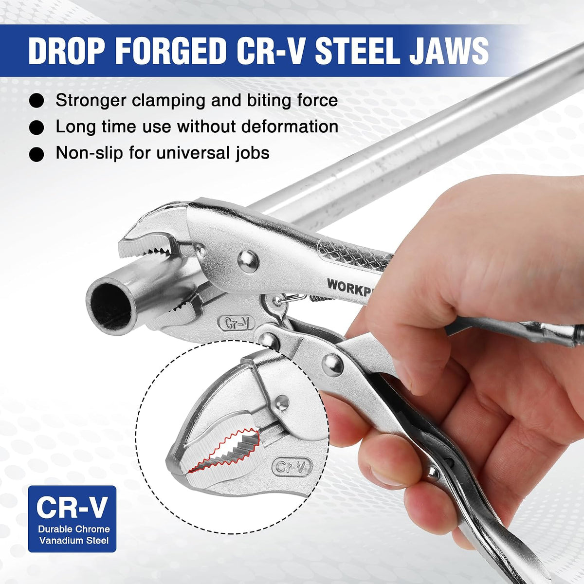 WORKPRO Locking Pliers, 7-inch Curved Jaw Vice Grips pliers | Chromium-Vanadium Steel Locking Pliers with Wire Cutter, Locking Adjustable Vise Grips for Clamping Twisting Welding