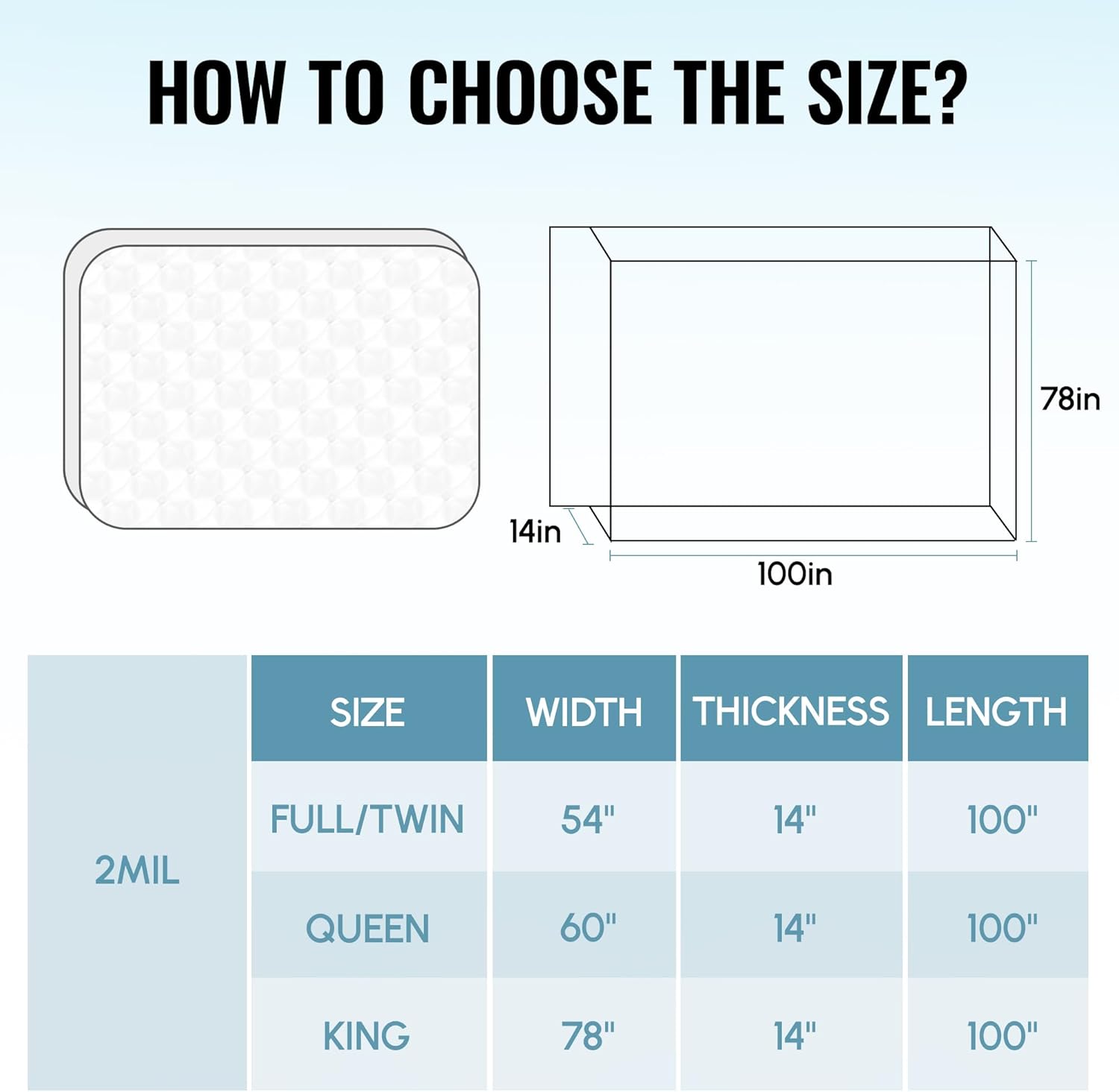Queen/king mattress bag, 78 in x 100 in rectangular size for mattress storage