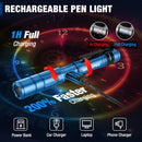 WORKPRO Rechargeable Pen Light, Mini Flashlight, 2 Pack Ultra-Compact EDC Flashlight, Pocket Flashlight with Clip, Memory Function and 2 x USB C Cable Included, Blue