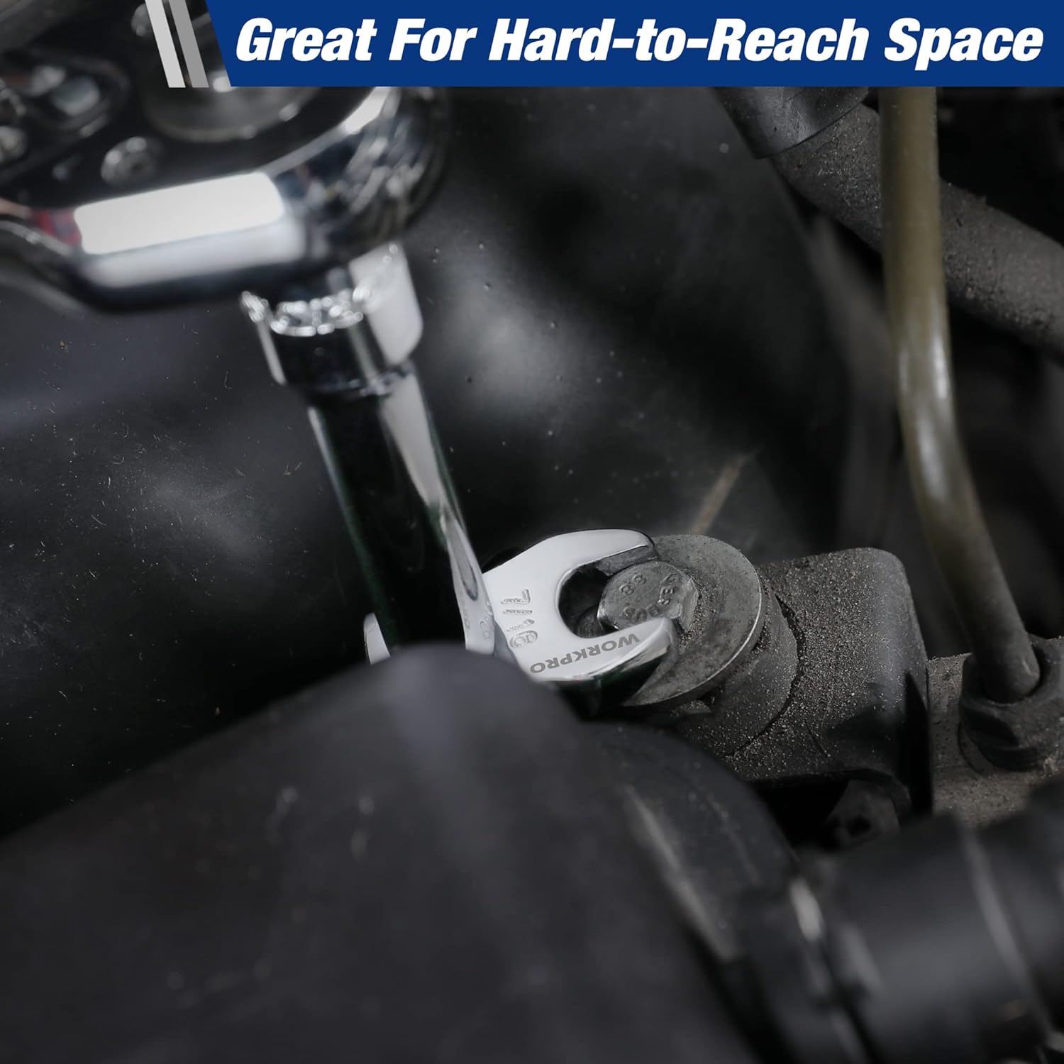 WORKPRO crowfoot wrench for hard-to-reach engine areas, 3/8 in drive