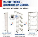 WORKPRO 5-Tier Folding Shelf, No-Assembly Metal Storage Rack with Wheels, 750 lbs Capacity (with Leveling Feet), Collapsible Shelving Unit for Kitchen, Pantry, Closet & Craft Shows - White