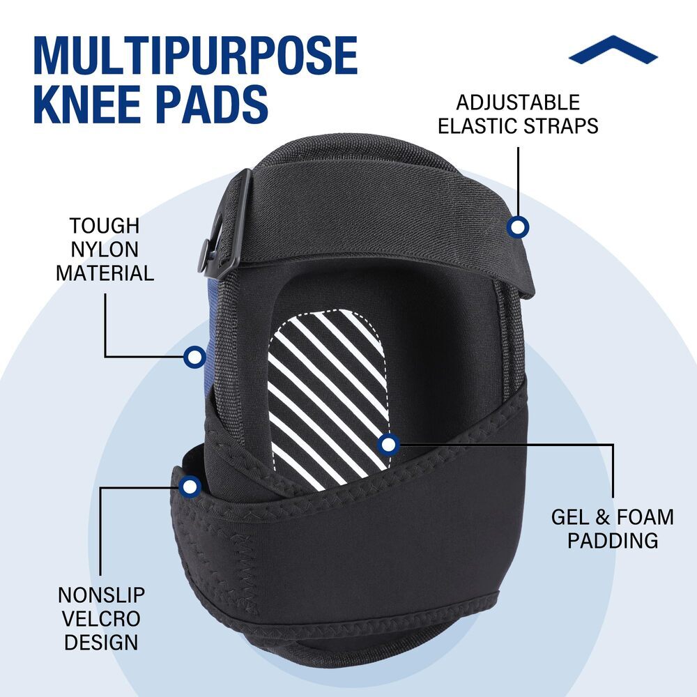 WORKPRO knee pads in black with dual adjustable straps, durable quality innovation, secure comfort