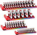 WORKPRO Socket Organizer Set, 4PC Impact Socket Holder, 1/4", 3/8", 1/2" Drive SAE Socket Trays, Impact Socket Organizer for Tool Box Drawer, Socket Storage Holds 82 Pieces (Socket not Included)