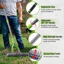 WORKPRO Thatch Rake, 15-Inch Thatching Rake for Lawns with 5FT Handle | Heavy Duty Dethatcher Rakes with Adjustable Head for Removing Dead Grass and Clippings, Loosening Soil