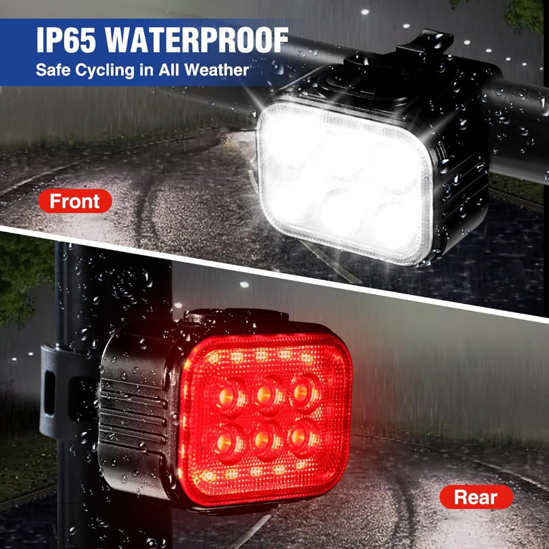 WORKPRO Rechargeable & IP65 Waterproof Ultra Bright Bike Lights Set for Night Riding