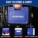 WORKPRO 14-Piece 1/2＂ Drive Deep Impact Socket Set, 6-Point Impact Deep Socket Set with Heavy Duty Storage Case for Automotive and Mechanical Repairs, 3/8"-1-1/4", Cr-V Steel, SAE