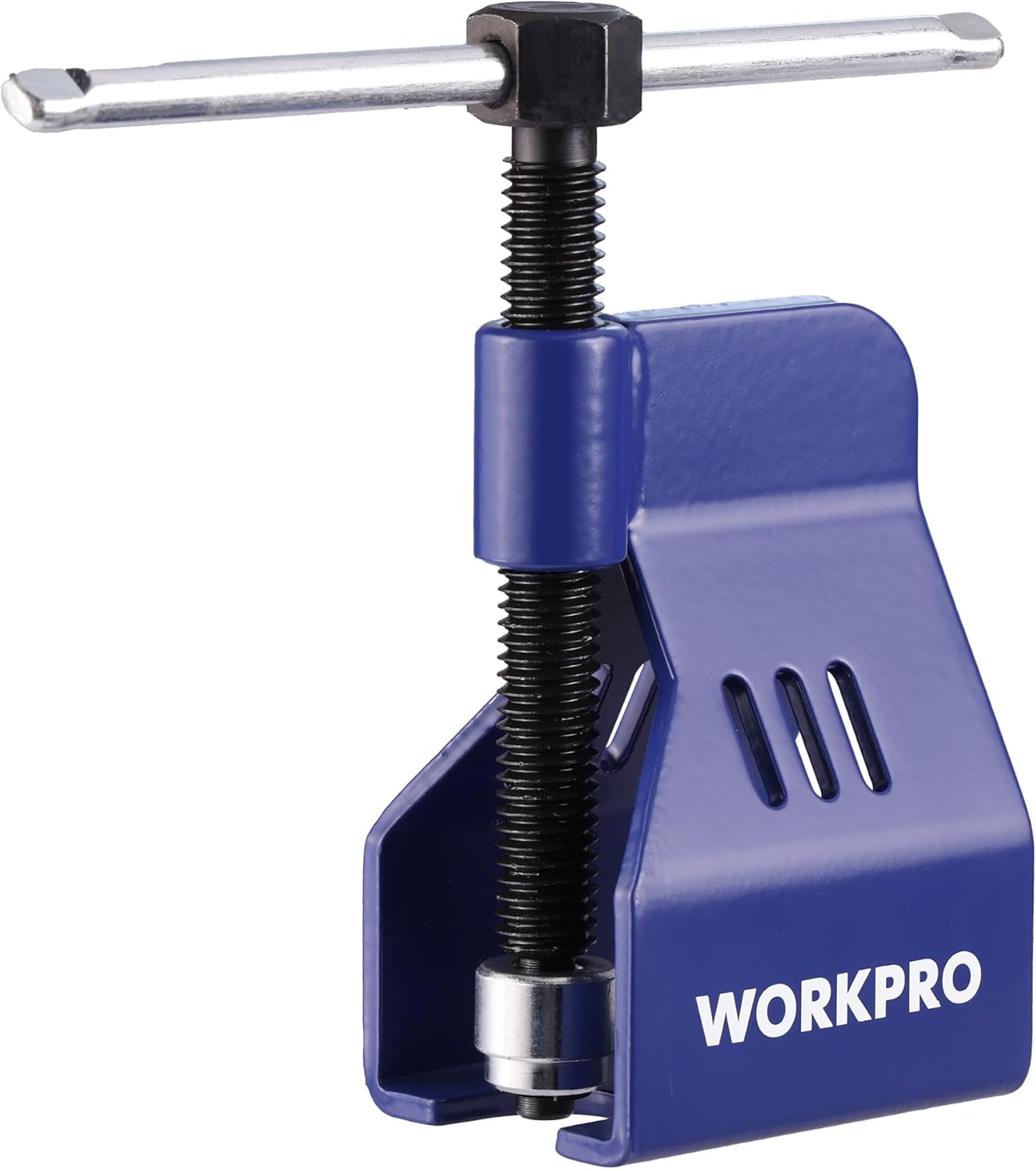 Blue compression sleeve puller tool with steel threaded rod and cross handle