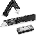 WORKPRO Folding Utility Knife with 10 Extra SK5 Blades, EDC Razor Sharp Knife with G10 Handle, Quick Change Box Cutter with Belt Clip, for Heavy Duty, DIY, Home, Office & Artcraft Use - Black