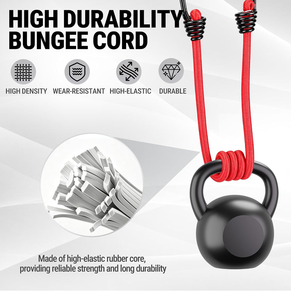 WORKPRO 24" Bungee Cords with Hooks, 4 Pack Heavy Duty Outdoor Bungee Strap, Red