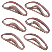 Red sanding belts set with labeled grits 40, 60, 80, 120, 180, 240