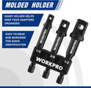 WORKPRO 3-Piece Socket Adapter Extension Set, 1/4-Inch Hex Shank | 1/4" 3/8" 1/2" Impact Socket Driver Set, Drill Sockets Extension Bit, Sockets Driver Adapter, Drill Extension with Holder