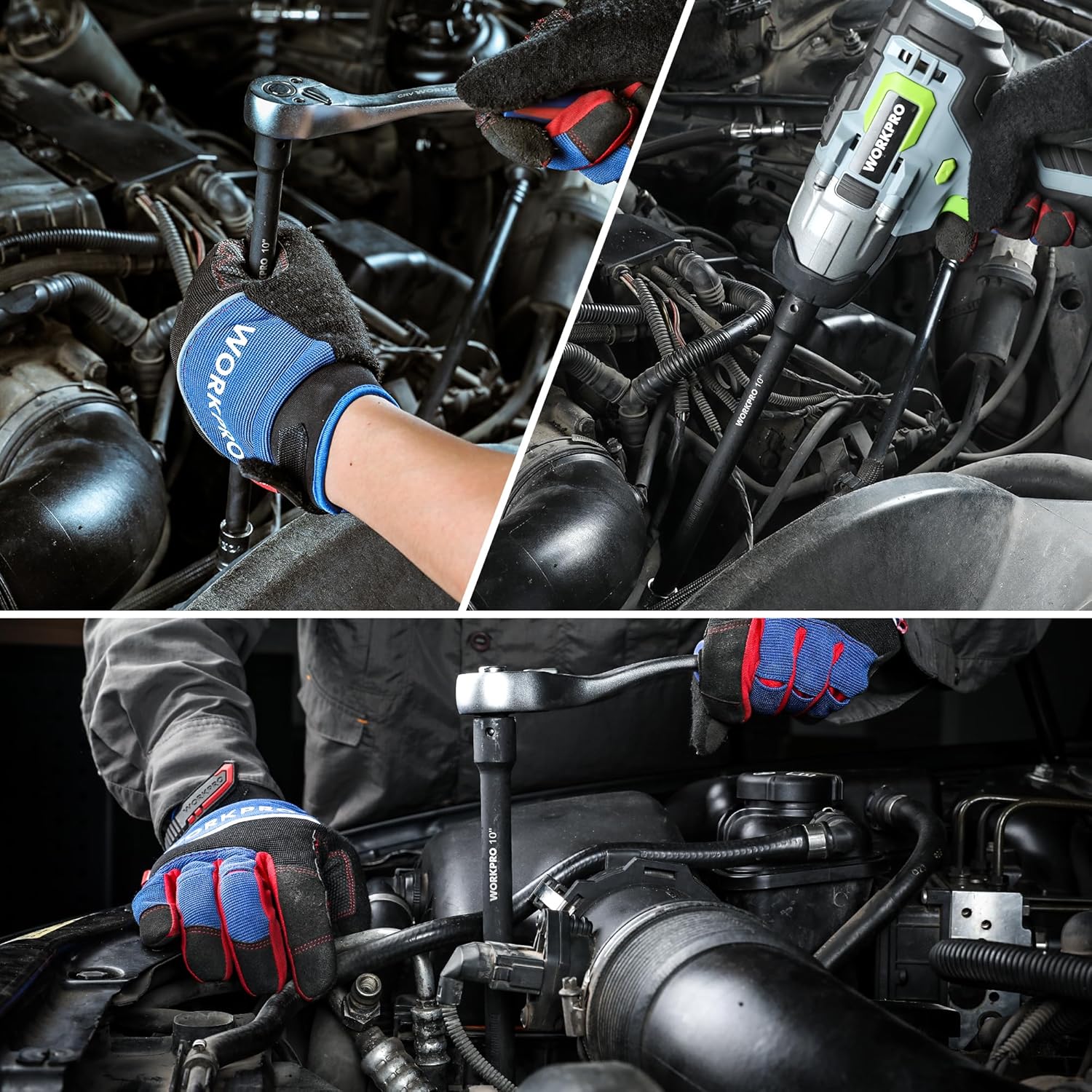3/8-inch drive extension bars applied to vehicle engine work, black phosphate finish