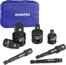 WORKPRO 7-Piece Impact Socket Adapter & Extension Set, CR-MO Steel | Includes 3-Piece 1/4" Hex Shank Impact Extension (1/4",3/8",1/2" Drive) & 4-Piece Socket Adapter/Reducer Set, Impact Grade