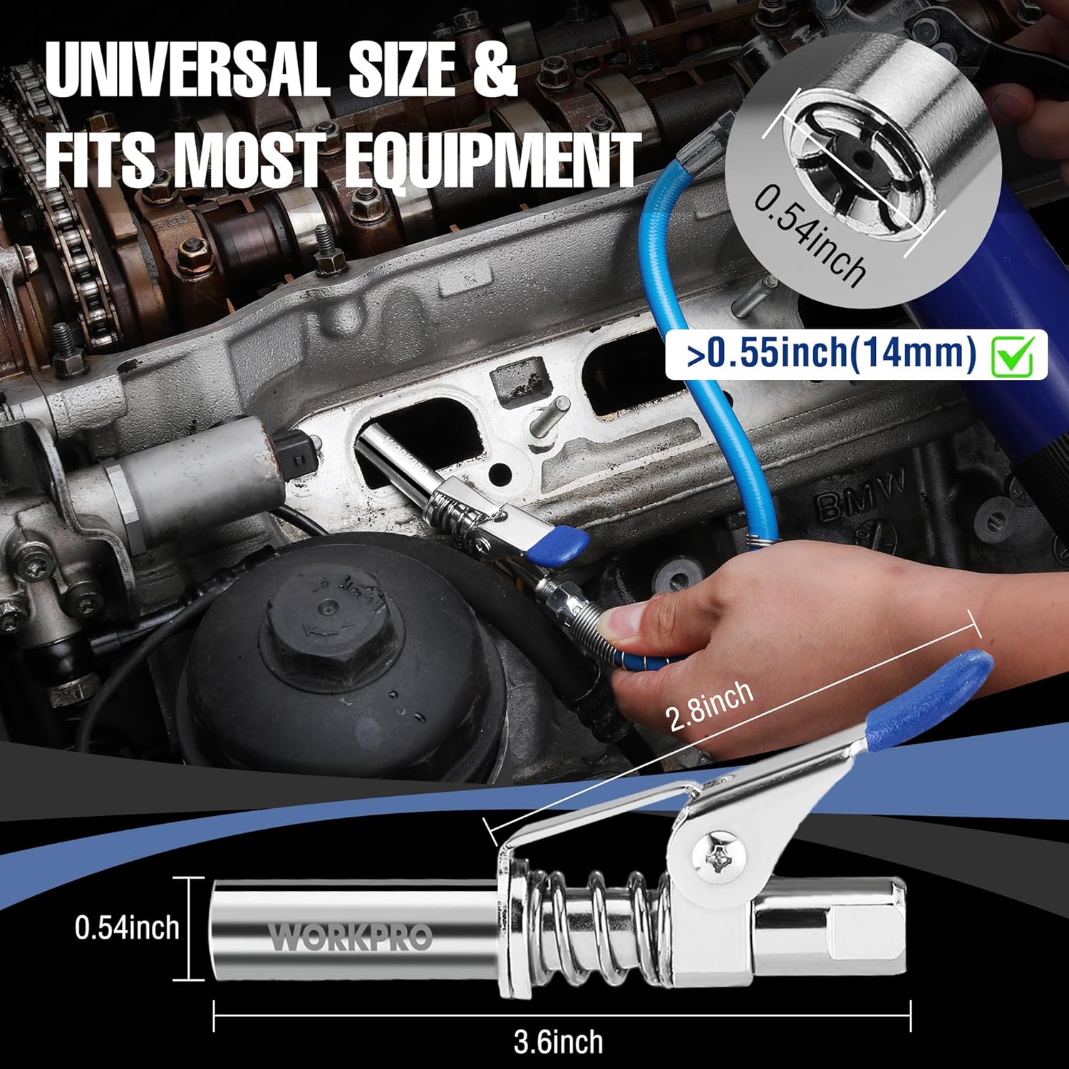 Grease gun coupler tip with 1/8" NPT fitting and 6-jaw locking design
