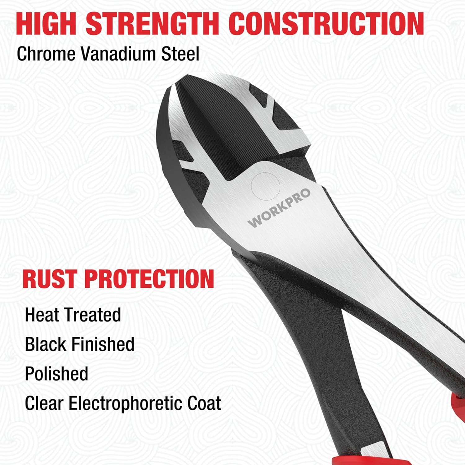 WORKPRO diagonal pliers with black-finished jaws and chrome vanadium steel body