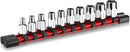 WORKPRO 1/4" Drive Socket Set, 10-Piece SAE CR-V Socket Set with Organizer | Standard & Shallow Sockets, External Hex Socket, 5/32" to 9/16", 6-Point, Size Markings, PVC Socket Rail, for Auto Repairs