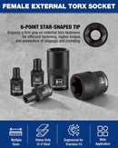 WORKPRO 11PCS E-Torx Socket Set, 1/4" 3/8" Drive Star Socket Set, CR-V Steel External Torx Socket Set (E4-E20 Socket) with PVC Socket Organizer, Ideal for Motorcycle, Automotive, and Mechanical Repair