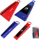 WORKPRO 4-Pack Magnetic Wrench Organizer, 2PC 15-Slot and 2PC 12-Slot Gripper Holder for Tool Boxes, Flexible Gripping Teeth and Carrying Handle, Fit for SAE and Metric, Blue, Red