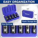 WORKPRO 5PCS Impact Socket Set 1/2" Drive, Lug Nut Socket Set, Wheel Socket Set Cr-Mo Steel, Includes 1PC 3" Extension Bar & 4PCS Flip Sockets of 6 Metric and SAE Sizes