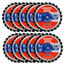 WORKPRO 7-1/4 Inch Woodworking Circular Saw Blades, 24T Contractor Bulk Framing, Thin Kerf, Carbide Tipped, ATB Tooth, 10-Pack