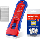 WORKPRO Retractable Razor Blade Scraper with 56 Blades, Built-in Storage Cleaning Scraper Tool for Paint Stickers Adhesive Glass Ceramic Wood