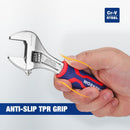 WORKPRO 6-inch Adjustable Wrench, Wide Jaw Opening Wrench with Rubber Anti-slip grip, Metric/SAE Scales, Premium Cr-V Steel, Chrome Plated