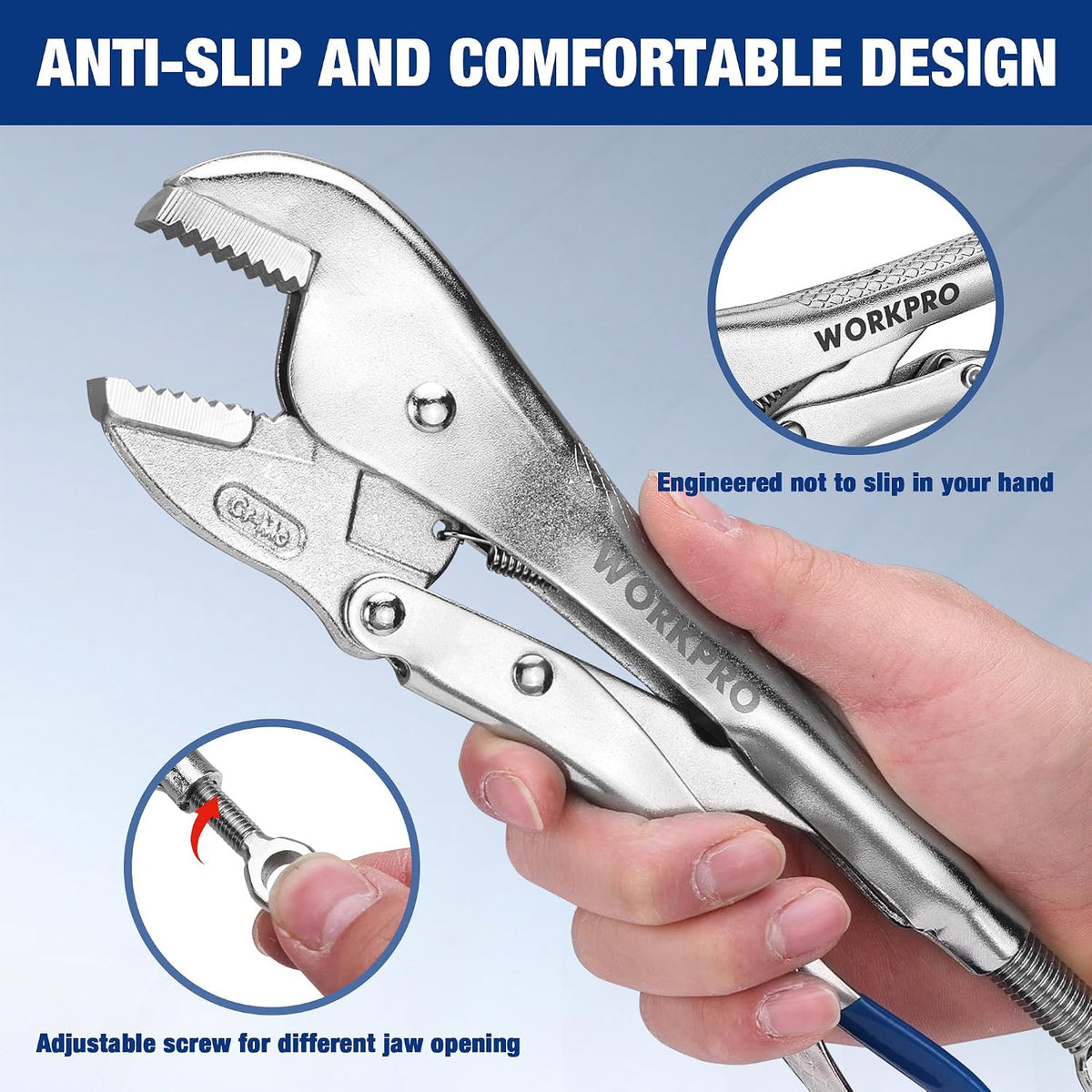 WORKPRO 10" Straight Jaw Locking Pliers, CR-MO Steel Construction with Perforated Screw, Multipurpose Clamping Tool for Automotive, Welding, and Home DIY