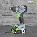 WORKPRO 20V Cordless Impact Wrench 1/2 in, Brushless Impact Gun with Battery and Charger, High Torque 370 ft-lbs (500N.m), LED Work Light and Belt Clip Included